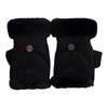 Women Winter Suede Gloves Thickened Convertible Fingerless Mittens Fleece-lined Warm Gloves with Fluffy Cuffs for Outdoor Cycling Hiking