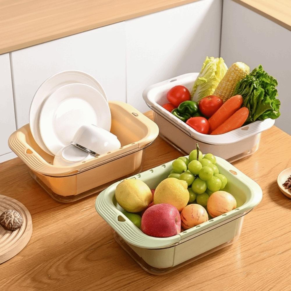 Retractable Fruits Cleaning Basket Large Capacity Vegetable Washing Basin Vegetable Washing