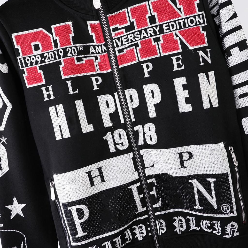 Мужская утолщенная бейсбольная куртка Philipp Plein с воротником-стойкой - Коллекция Осень/Зима