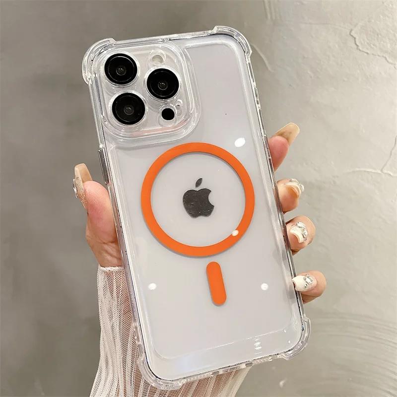 Модный простой цветной магнитный противоударный чехол для iPhone 11 12 13 15 16 Plus 14 ProMax Силиконовый мягкий чехол для беспроводной зарядки Мужской