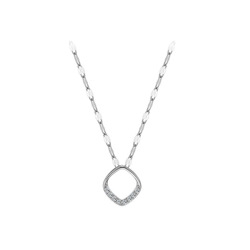 High-end hot-selling new accessories light luxury lip chain rhombus pendant s925 sterling silver necklace women's versatile