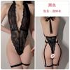 Women's Lace Sheer Mesh Halter Deep V Push Up Bodysuit Costume Lingerie Set