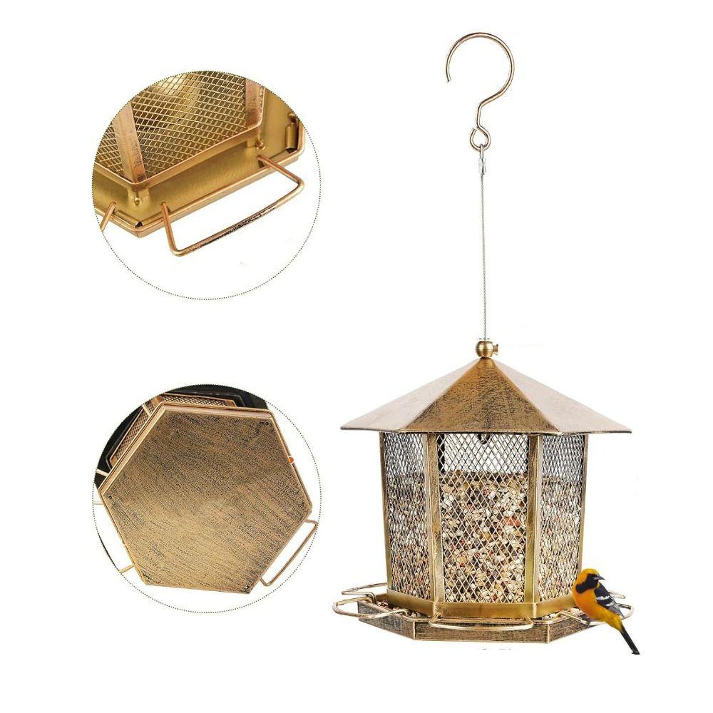 Large Capacity Garden Bird Feeder Heavy Duty Squirrel Proof Bird Feeding Equipment Hanging Iron Bird Food Bowl Patio