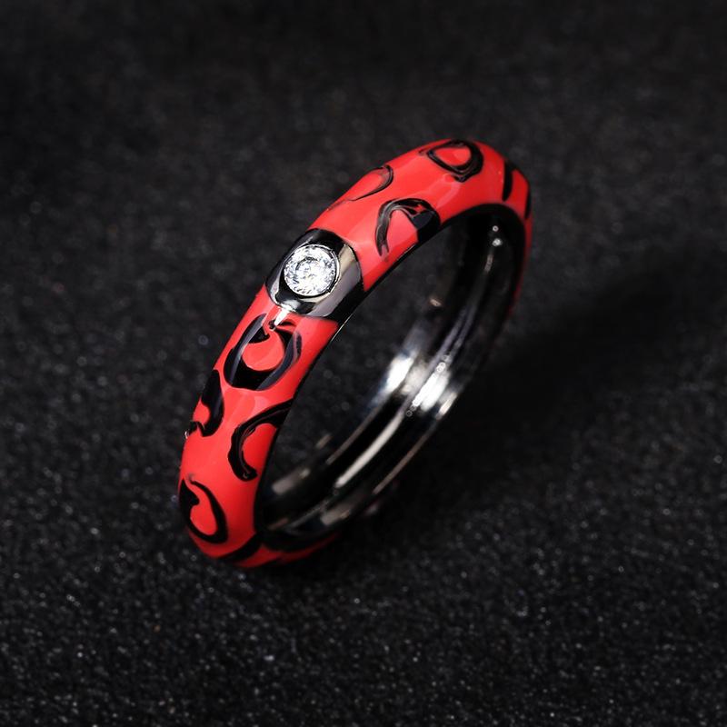 Enamel Colored Glue Ring European and American Tree Vine Colored Leopard Print Butterfly Insect Colorful Ring