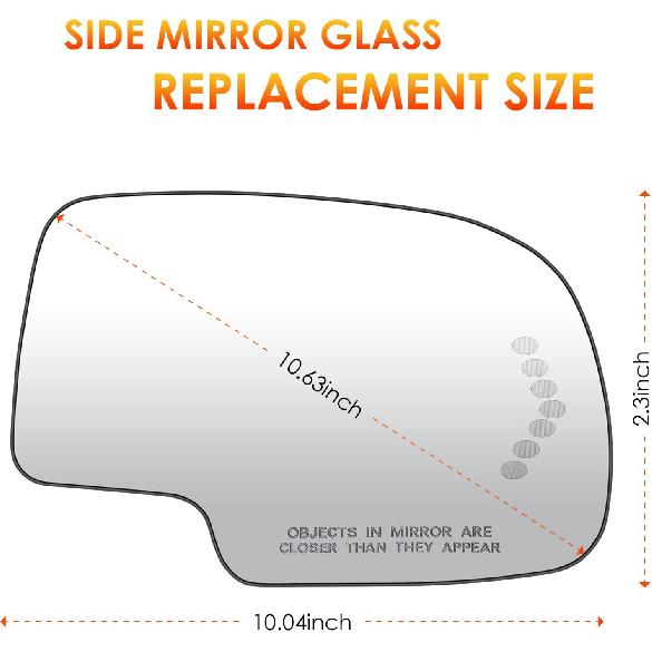 Left Drive+Passenger Right Side Mirror Replacement Glass Compatible With 2003-2006 Chevrolet Silverado Suburban Tahoe GMC Sierra Yukon Heated Mirror