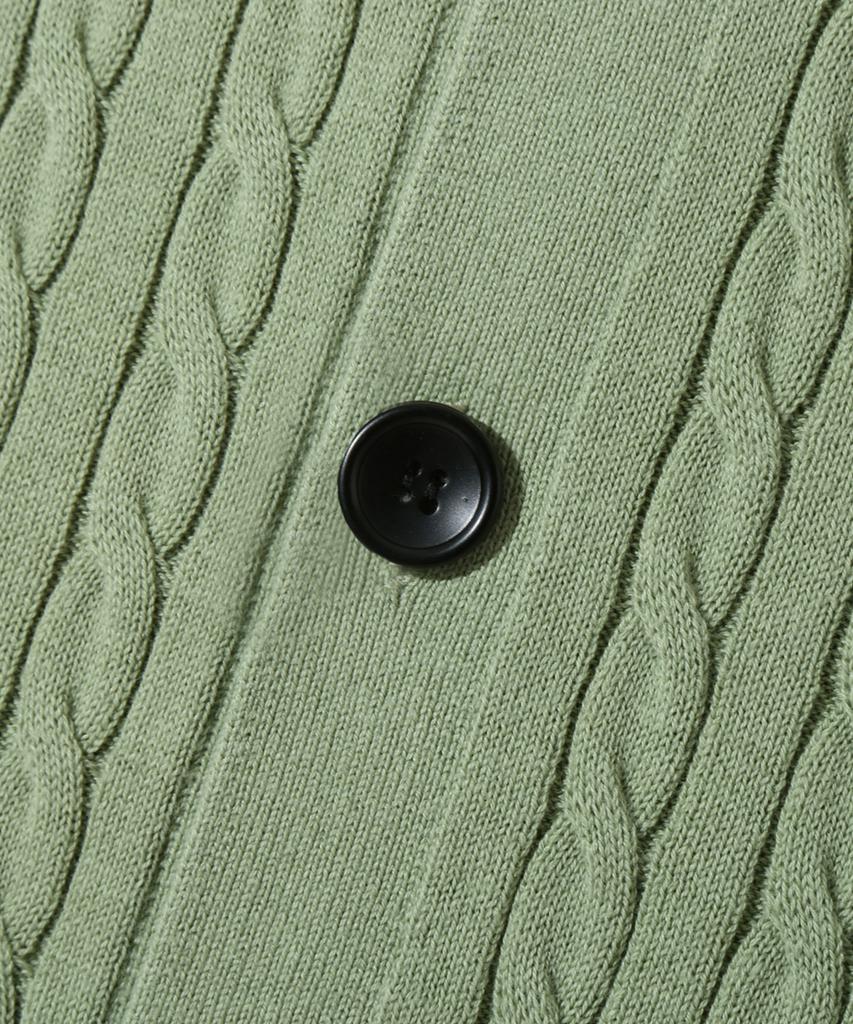 TRILLION Washable Cable Half Sleeve Button-Up Knit (Light Green)