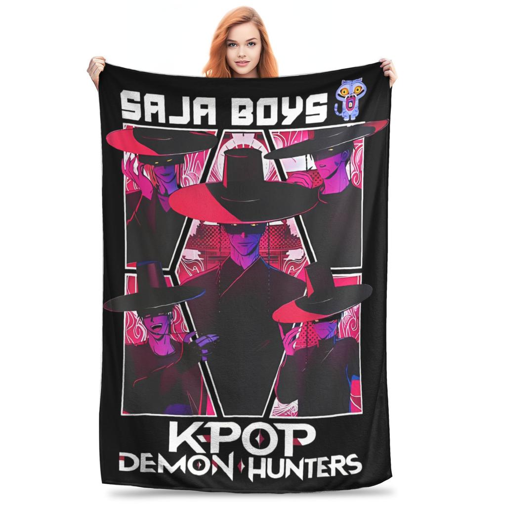 KPop Demon Hunters Huntrix Blue Tiger Derpy Blanket Super Soft Cozy Throw Blankets for Sofa 50x60 Inch Multi-size Bedspreads