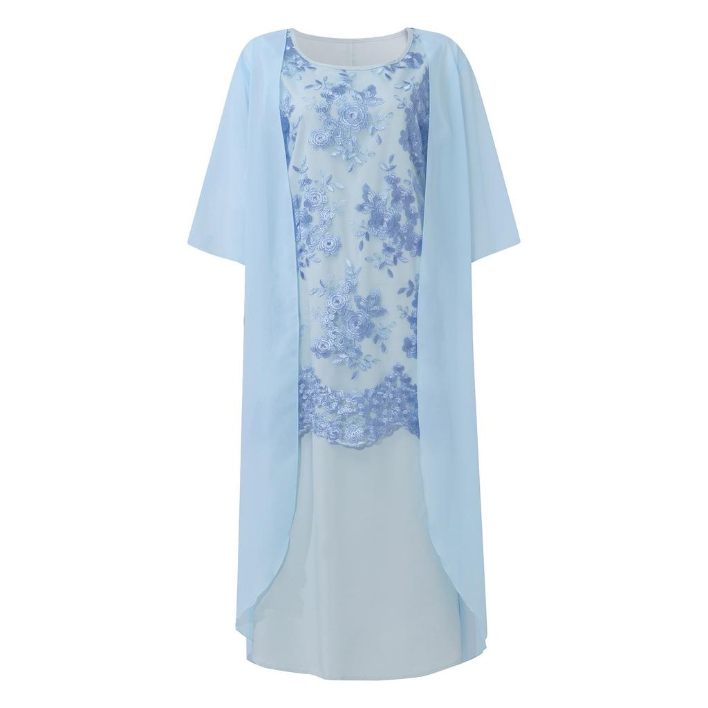 Women's Lace Print Cocktail Dress Festive Bridesmaid Wedding Midi Evening Dresses Sleeveless Vintage Tulle Cardigan