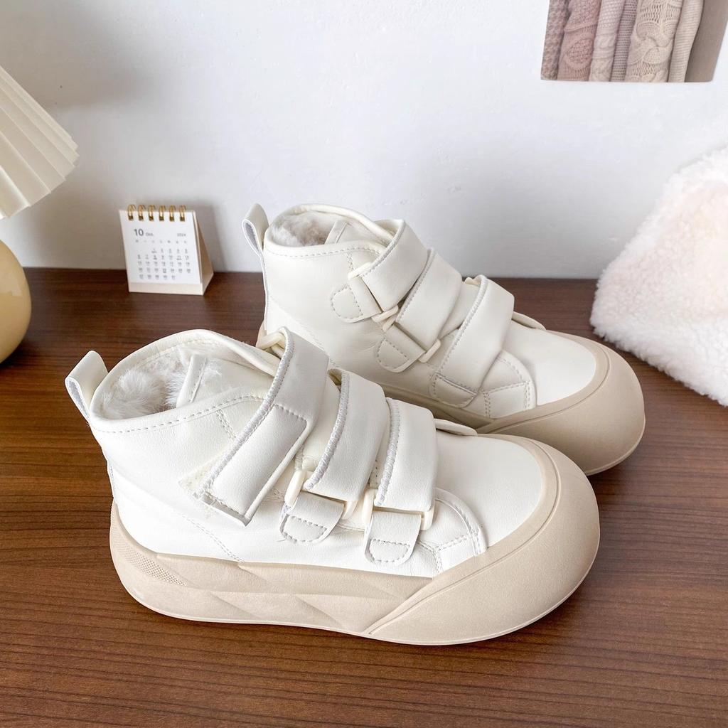 Зимние плюшевые теплые женские сноубутсы, высокие, с круглым носком, на массивной подошве, женская обувь 2025, новинка, по акции, водонепроницаемая, нескользящая обувь