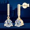 D цвет 1CT Сертифицированные серьги-капли с муассанитом для женщин Платиновое покрытие Стерлинговое серебро 925 пробы 3-коготь Алмазные серьги-гвоздики для ушей Свадебные украшения