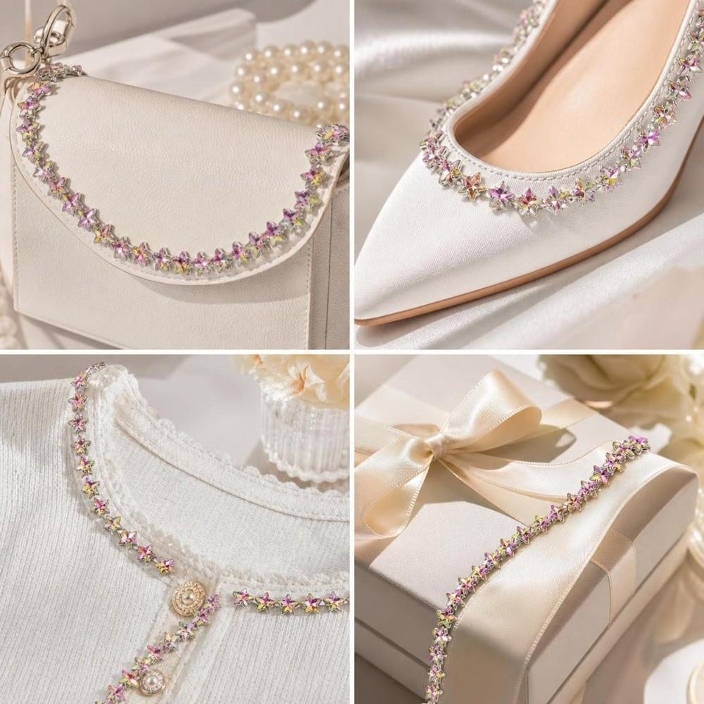 1PCS 1 Yard Length Rhinestone Chain Close Chain Crystal Applique Rhinestone Trim DIY Sewing