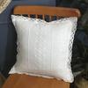 Solid Color Lace Retro Core Cushion Square Car Homestay White Knitted