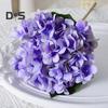 Artificial Hydrangea with Green Leaves Stem Realistic Fake Flower Wedding Home Office Table Centerpiece Faux Floral Branch Flower Arrangement
