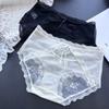 Женские весенне-летние атласные трусики из ледяного шелка с кружевом, сексуальные, со средней посадкой