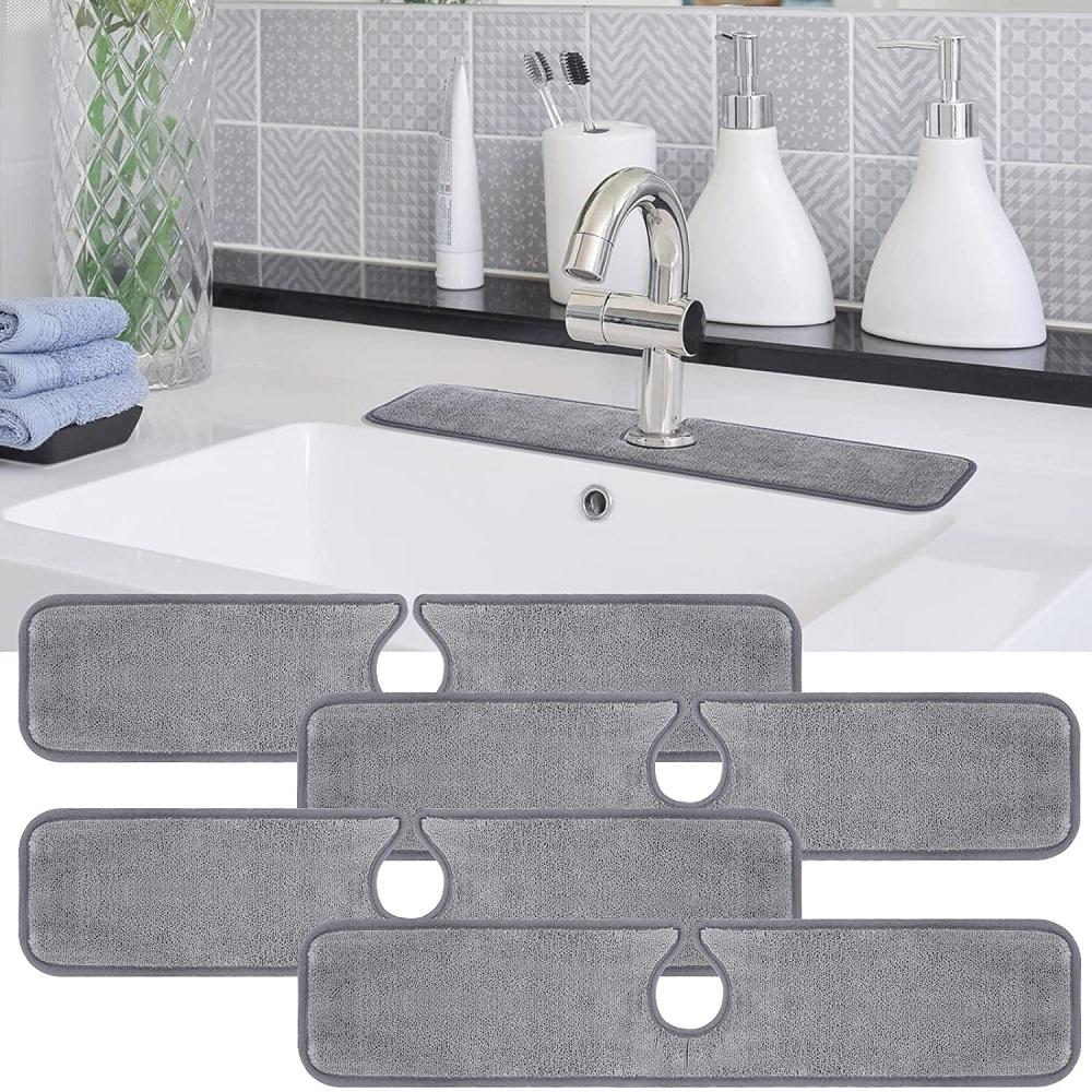 Kitchen Sink Splash Mat Microfiber Faucet Splash Catcher Countertop Protector Absorbent Mat for Kitchen Bathroom Drying 4 Sizes