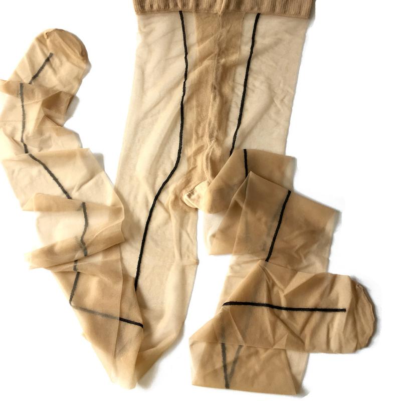 15D Женские винтажные кубинские роскошные чулки со швом, усиленные пятка и мысок, Т-образная ластовица, колготки с высокой талией, сексуальное женское белье