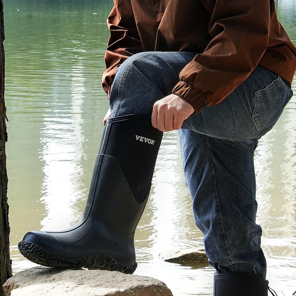Protective Footwear for Men Neoprene Rubber Work Rain Boots Size 12 US