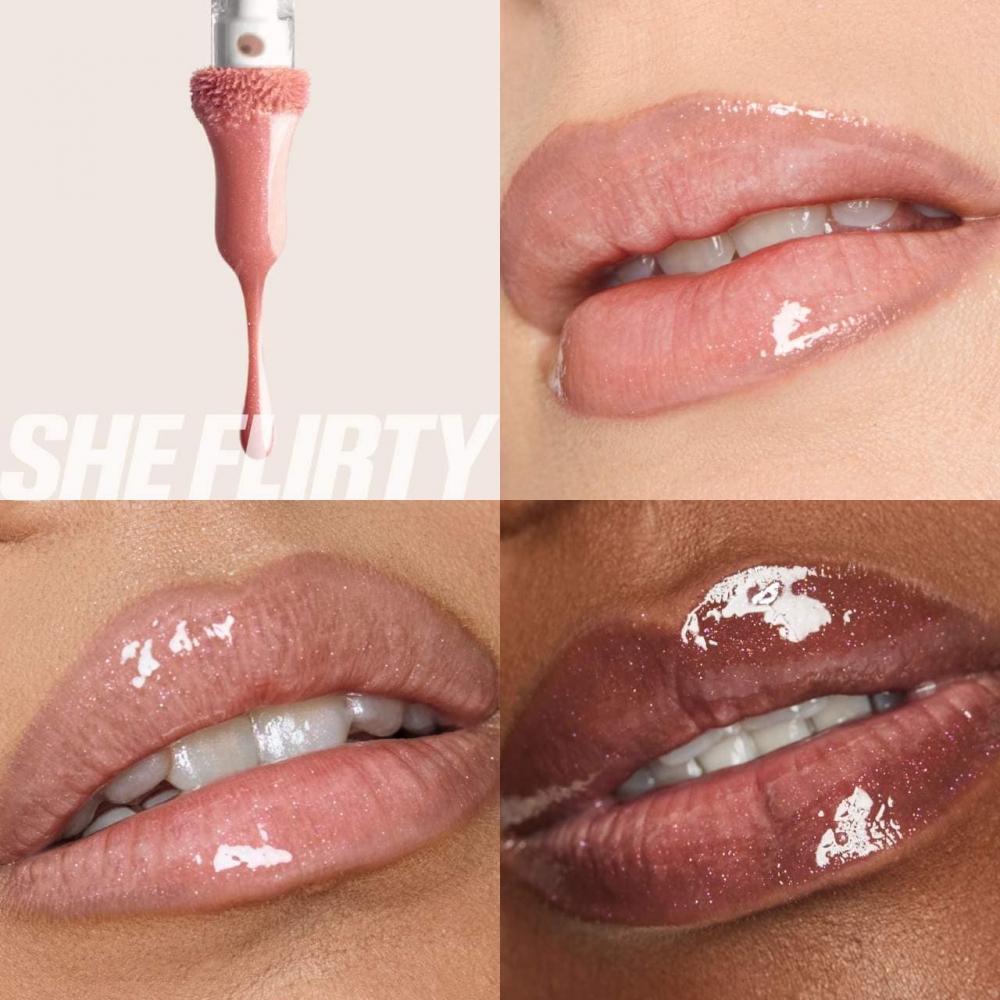 HudA BeAuty FAux Filler Shiny Non Sticky Lip Gloss 0.13 Oz   3.9 Ml She Flirty A Sheer Rosy  Pink Gloss