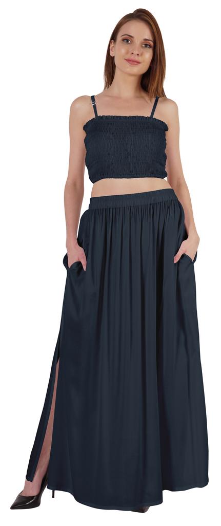 Bimba Летняя одежда для вечеринок Сексуальное платье из 2 предметов для женщин: укороченный топ и длинная юбка, комплект W