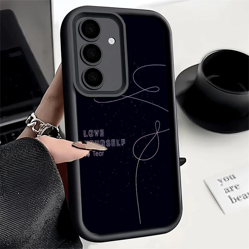 Чехол для телефона Samsung Galaxy A17 A16 A15 A14 A13 Love Yourself Цветок Сердце Линия Kpop A56 A36 A26 A55 A35 A25 A54 A34 A24 A53 A