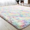 Rainbow Fluffy Rugs Anti-Skid Shaggy Area Rug Dining Room Carpet Floor Mat Home Bedroom
