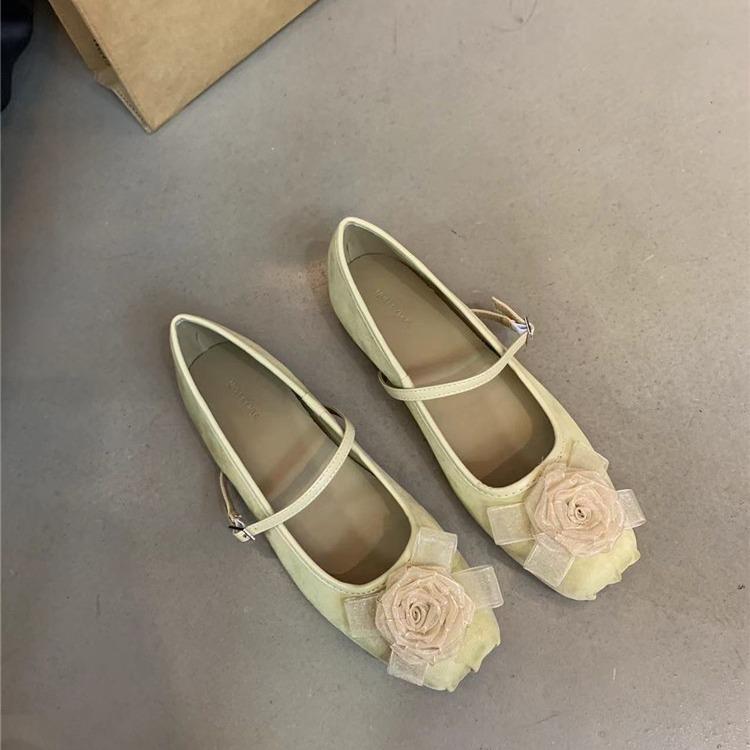 Модные женские дизайнерские туфли Мэри Джейн, женские туфли 2024 года, новые модные женские балетки с цветочным принтом и неглубокими носами на плоской подошве