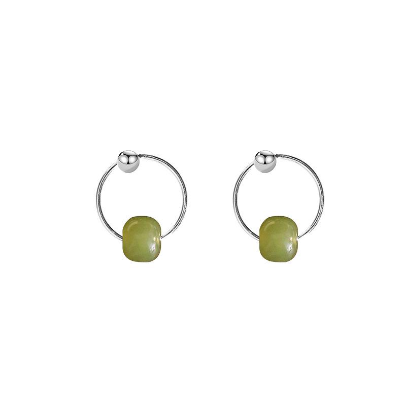 Серьги из нефрита Хотан в придворном стиле, Холодное чувство, Простой темперамент, Серьги в стиле ниши, Серьги-круги из белого нефрита в ретро-стиле