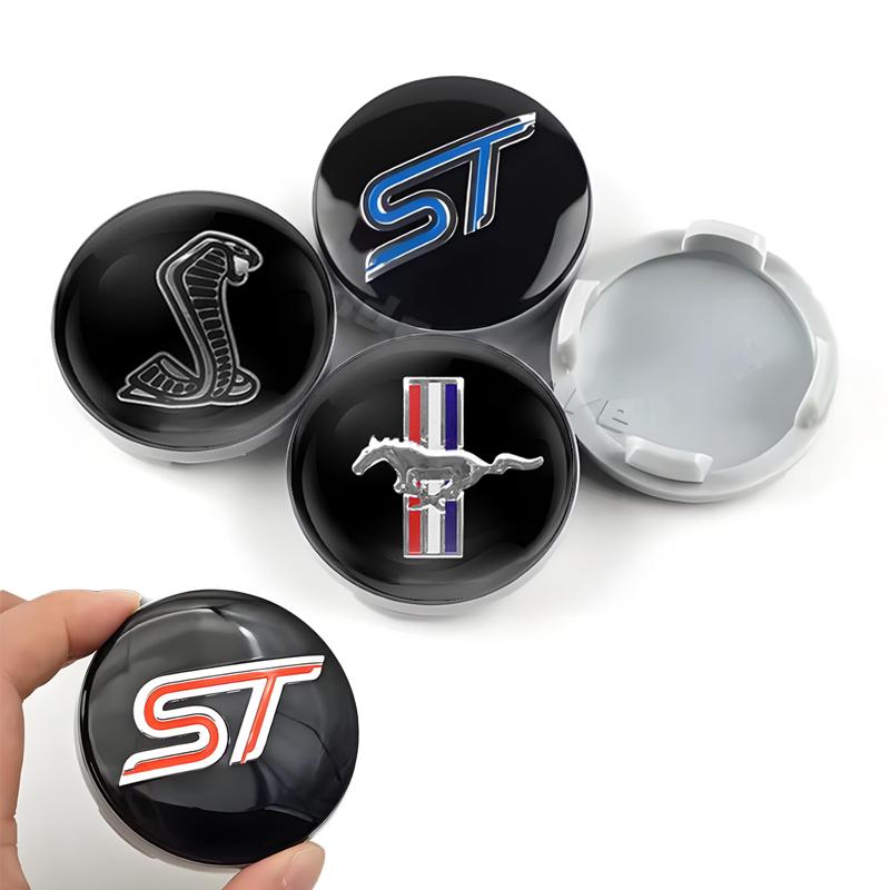 LLB4 4pcs 54mm Wheel Center Cap Logo Hub Cover Badge Emblem For Ford ST Focus Mk2 Fiesta Ranger Mondeo Mk4 S-MAX Kuga Mustang Escort