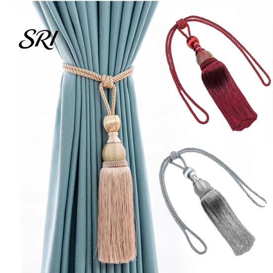 Long Fringe Curtain Holders 1 Pair Tassel Tiebacks Decorative Ties Elegant Fringed for Window Curtains Door Home Decor