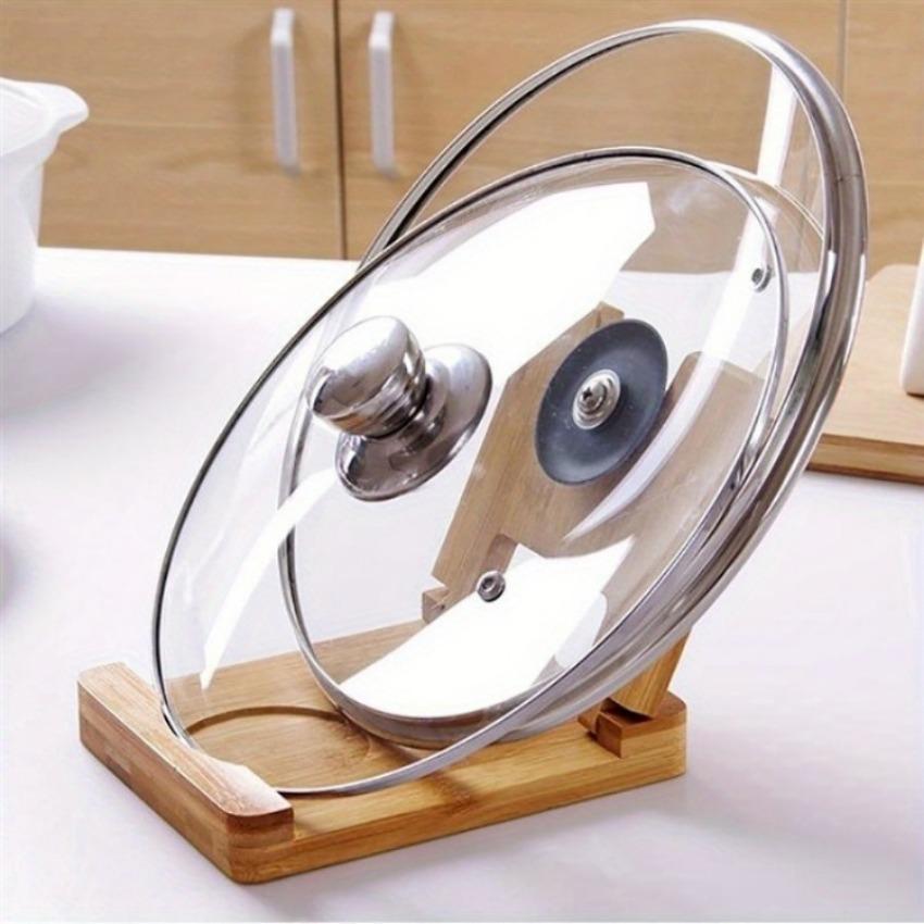 1 шт. Многофункциональная бамбуковая подставка для крышки Экологичная бамбуковая подставка для кастрюли Держатель для крышки Подставка для кухонной утвари Аксессуары