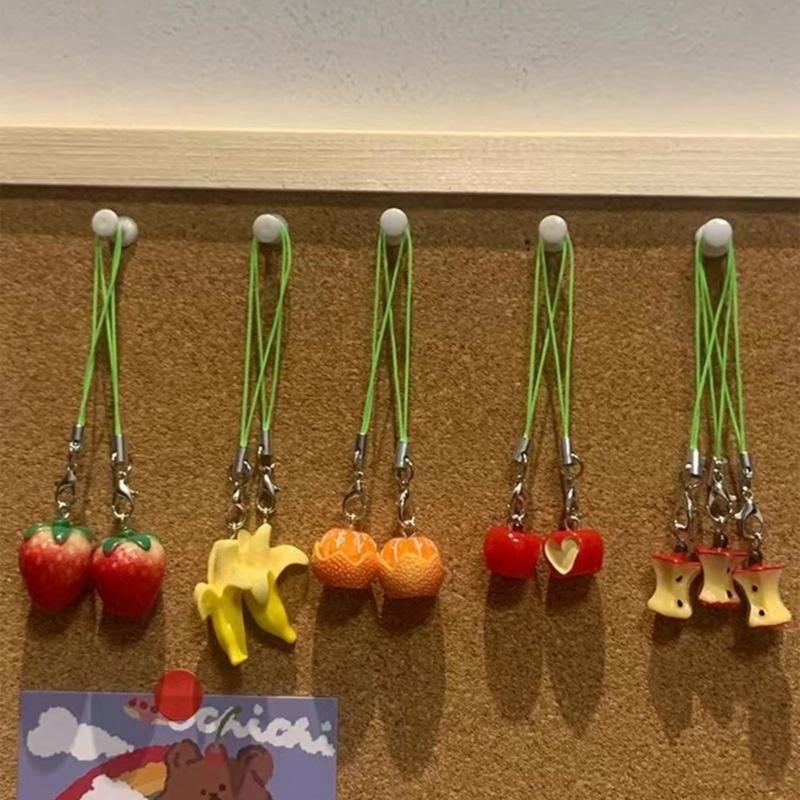 Multi Color Phone Lanyard Fruit Shapes Pendant Wrist Strap Detachable Phone Chains Keyring Portable Accessory for Women