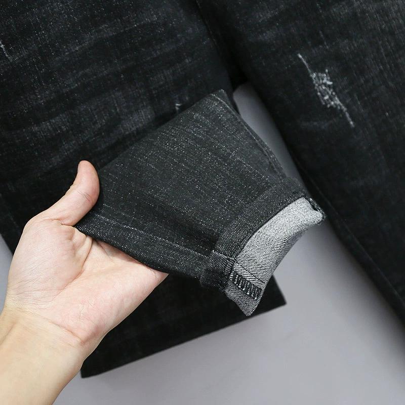 Женские весенние и осенние четырехсезонные тонкие однотонные свободные тонкие повседневные длинные эластичные джинсы больших размеров