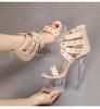 Model Rivet Zipper Roman Sandals Transparent Luminous Shoes Sexy Heels Sandals 1986 Series 20cm Heel 10cm Platform LFD