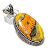 Bumblebee Jasper Gemstone Handmade 925 Sterling Silver Gift Pendant 2.36" T2i36