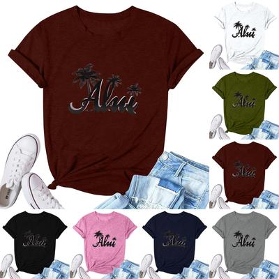 Женская модная повседневная плиссированная футболка с коротким рукавом с принтом