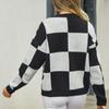 Осенне-зимний женский трикотаж в клетку, вязаный кардиган большого размера