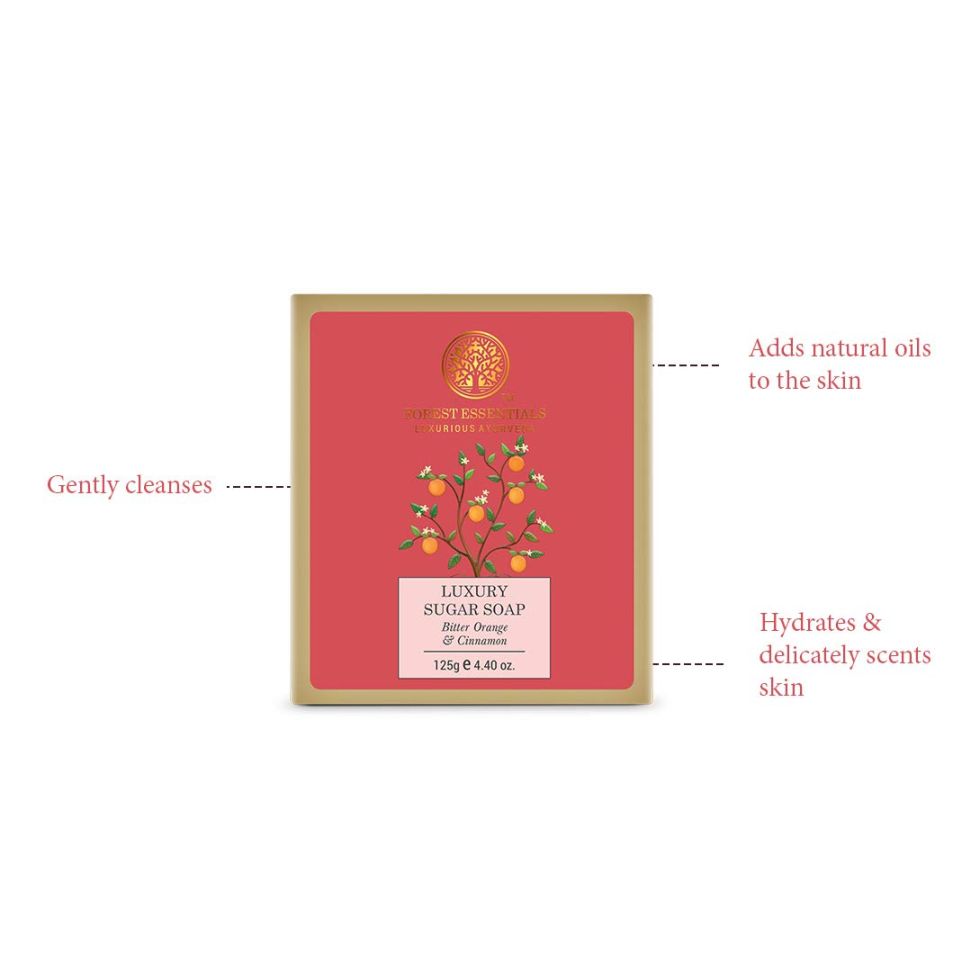 Forest Essentials Роскошное сахарное мыло с горьким апельсином и корицей - 125 г