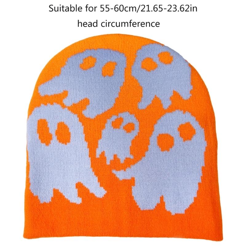 Halloween Skull Hat Unisex Knit Versatile Hat Knit Party Holiday Winter Warm Hat Fun Print Theme