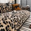 Leopard Print Plush Sofa Cushion Autumn And Winter New Non-Slip Light Luxury High-End Straight Row Sofa Cushion
