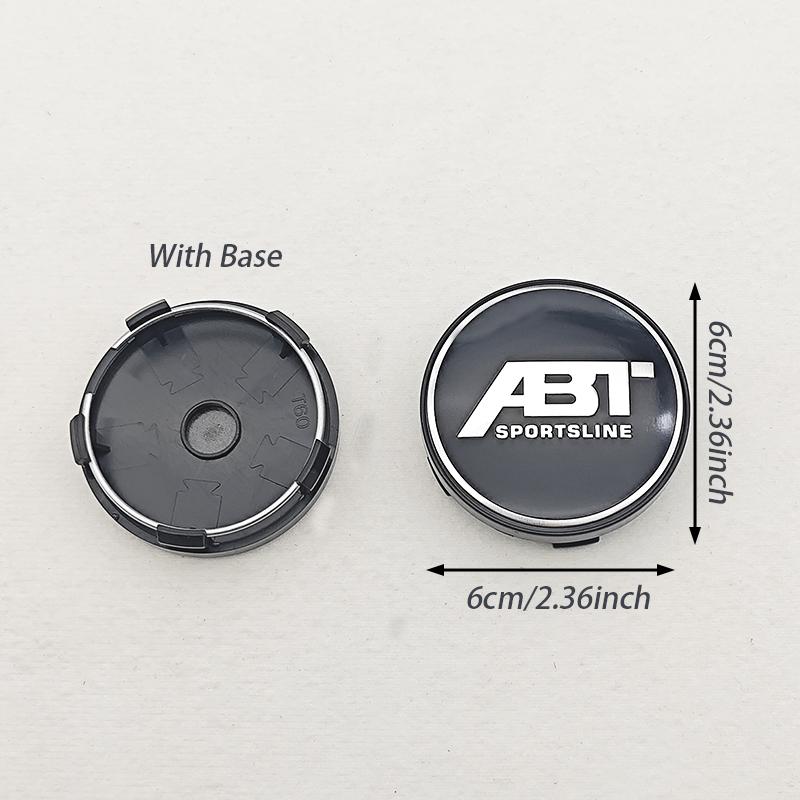 kqsdr10 4pcs/set 60mm ABT SPORTSLINE Logo Car Emblem Wheel Hub Center Cap Badge Covers With Black Base For Car Universal Accessories