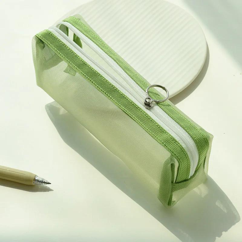 Женская портативная косметичка корейская свежая цветная прозрачная сумка для карандашей детская сумка на молнии для ручек канцелярский органайзер школьные принадлежности