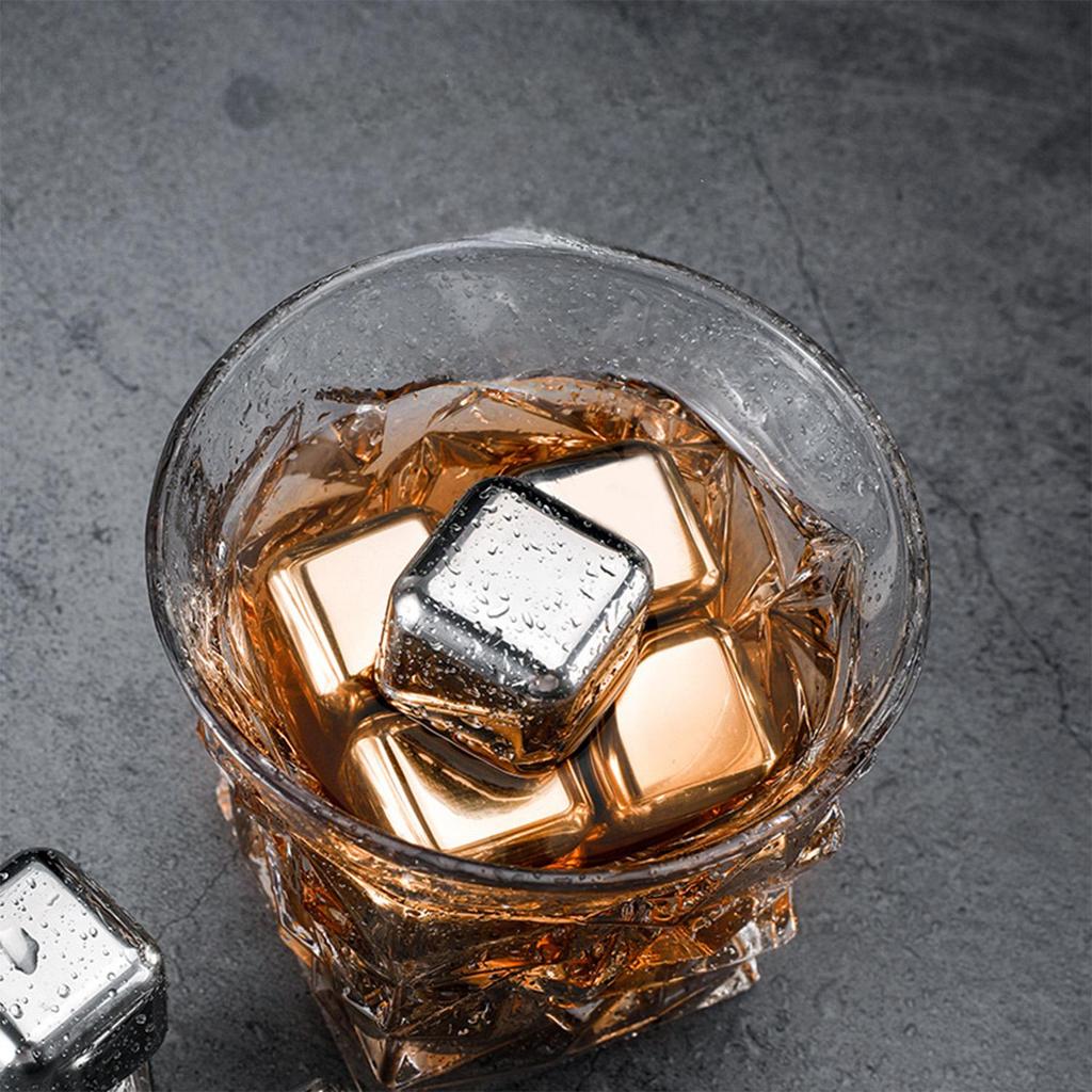 Подарочный набор камней для виски, 8 штук, многоразовые кубики льда из пищевой нержавеющей стали, охлаждение напитков без разбавления, сохраняет вкус и крепость
