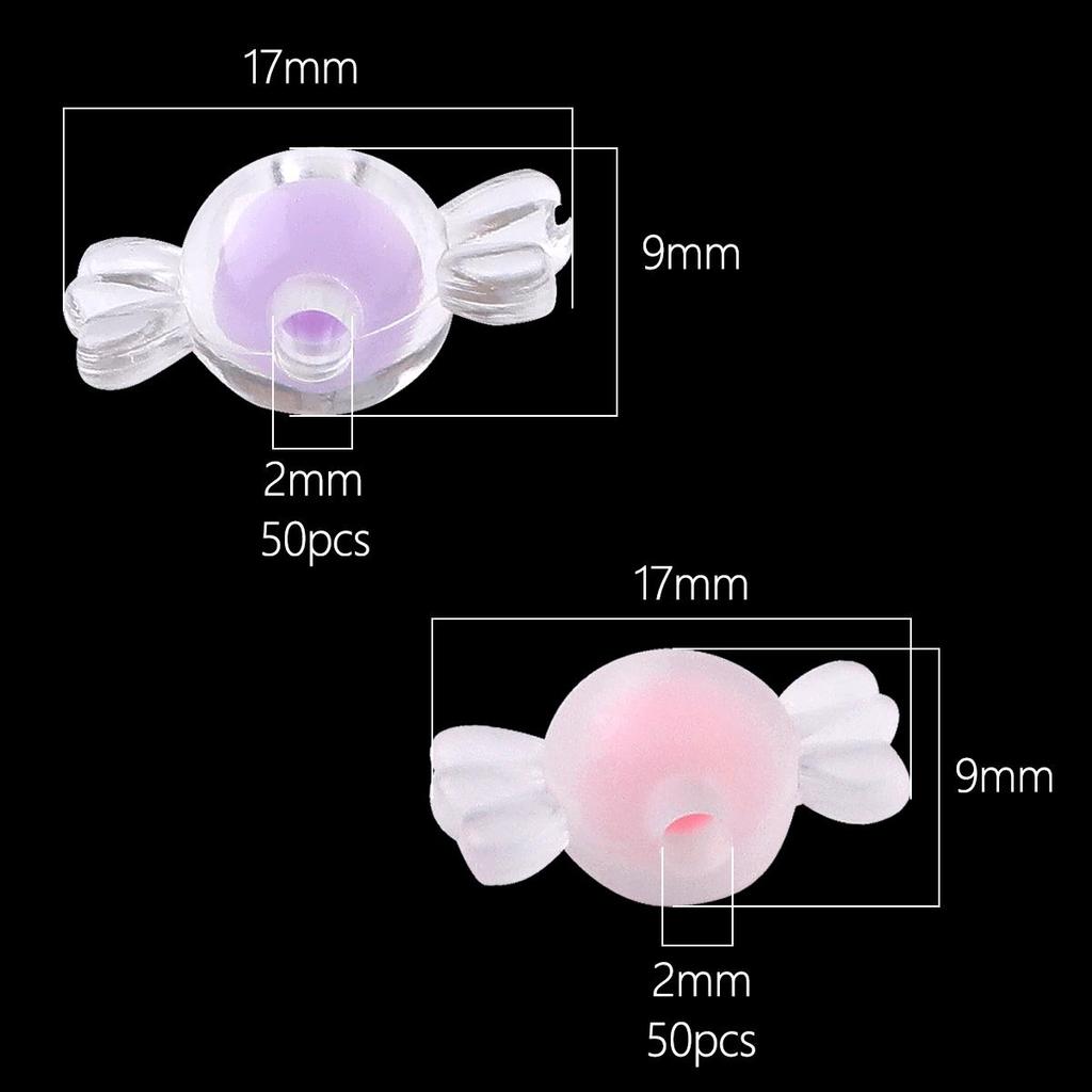 50Pcs 17*9mm Acrylic Candy Beads For Jewelry Making DIY Bracelet Earring Charm Decoration