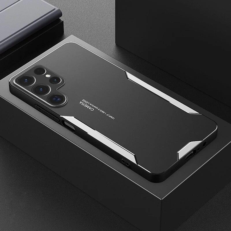 Металлический жесткий чехол из алюминиевого сплава для Samsung Galaxy S24 S 24 Ultra S23 Plus S21 FE Note 20, матовый бампер, силиконовый противоударный защитный чехол для камеры, чехол для телефона