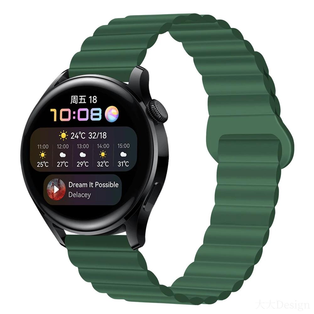 Силиконовый ремешок с магнитной петлей для Samsung Galaxy watch 6 5 pro 4 Classic active 2-звенный браслет huawei GT 2-2e 3-4 ремешок 20 мм 22 мм