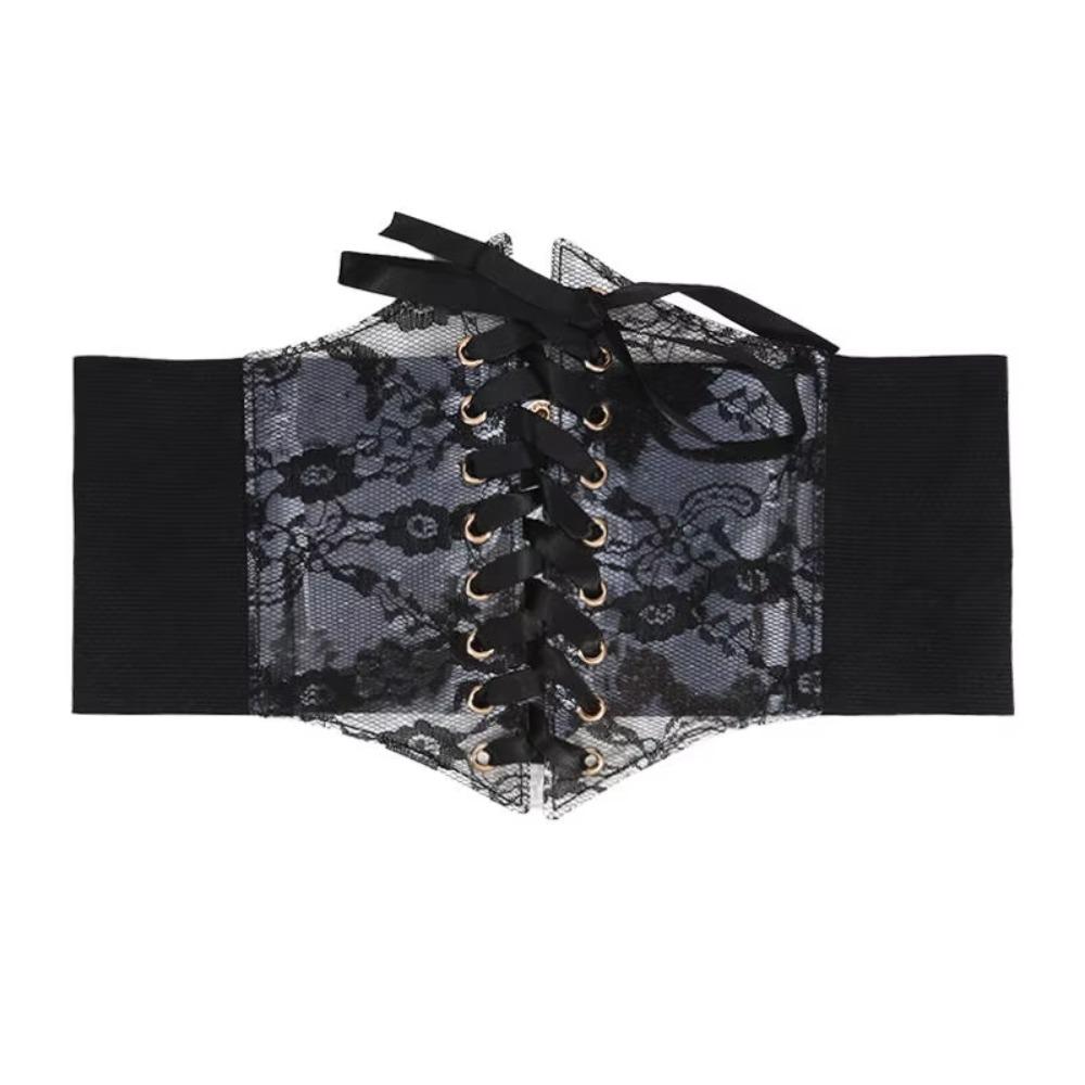 Transparent Lace Lace-up Corset Belt Flower Embroidery Women's Cummerbunds Special Occasions