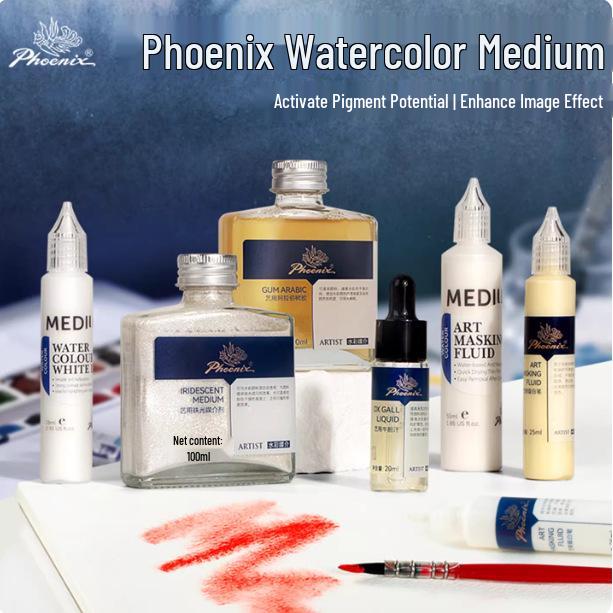 Маскирующая жидкость Phoenix White: Акварельная среда с бычьей желчью и гуммиарабиком