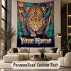 Lion Tiger Leopard (31) Theme Personalized Tapestry Custom Name Text Wall Hanging Tapestry Home Background Decoration
