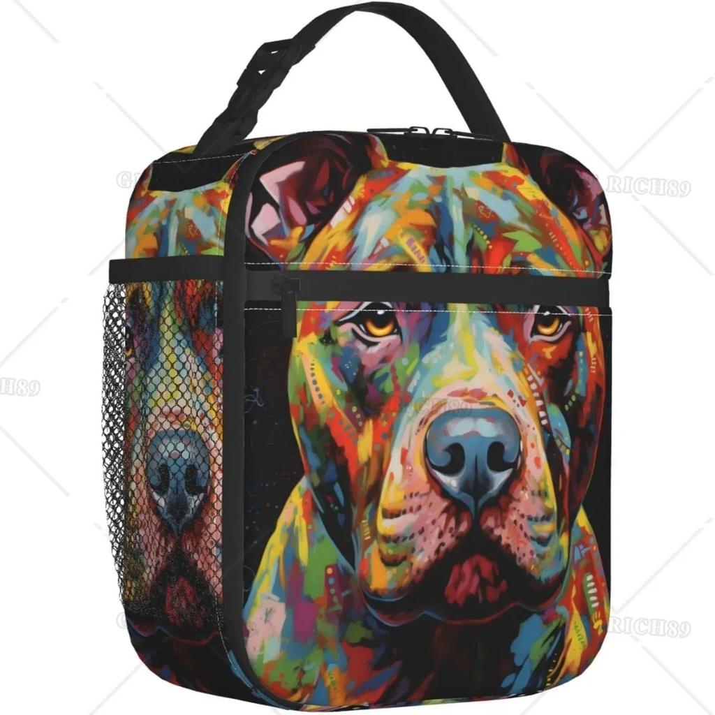 Собака Волк Картина Животные Флуоресцентная Собака Изолированная Сумка Для Обеда Для Женщин Мужчин Многоразовый Портативный Ланч-бокс Тоут с Карманом для Работы