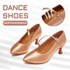 Mid-heel Modern Social Dance Shoes Women Girls Closed Toe Waltz Latin Dance Shoes Soft Soled International Standard Dancing Shoes Heeled 5cm Indoor